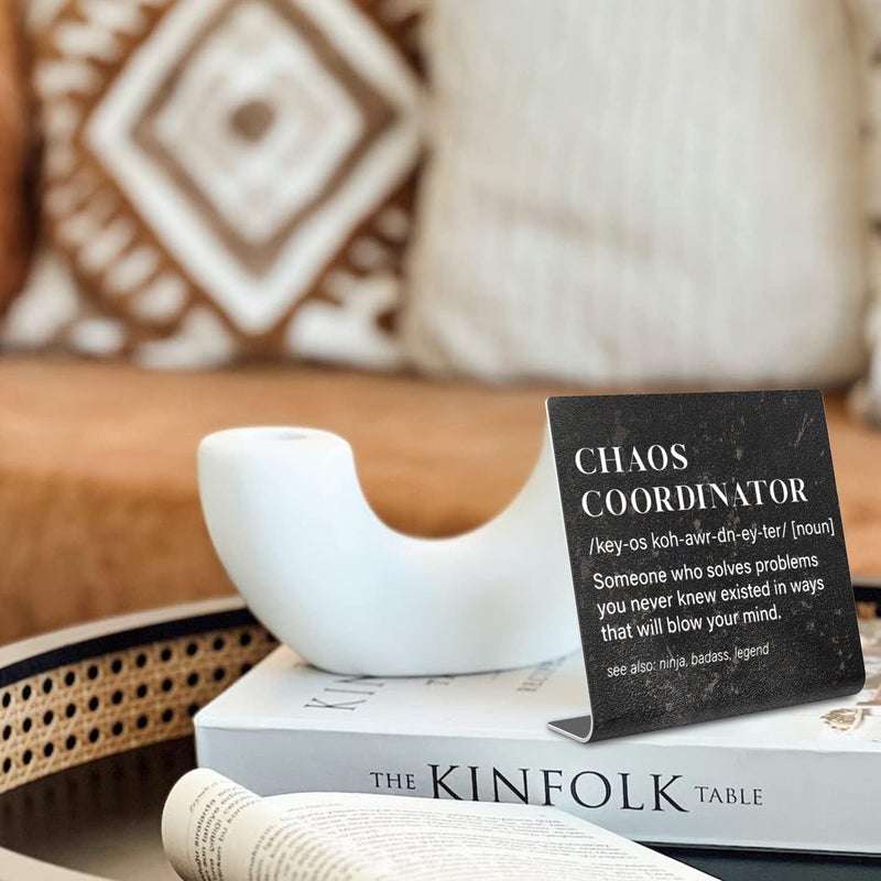 TRCENDE Chaos Coordinator Sign, Funny Office Desk Decor for Women, Men, Coworker, Mom, Friends, Boss, Lady, Decoration On Shelf Table Desk for Living Room Home Office dksg7 - Image 5